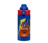 Zak Designs Disney Pixar Cars Sage Kids Water Bottle For School or Travel, 14oz Stainless Steel Water Bottle With Straw, Handle, and Leak-Proof, Pop-Up Spout Cover (Lightning McQueen)