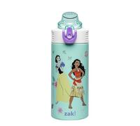 Zak Designs Disney Princess Kids Water Bottle For School or Travel, 14oz Stainless Steel Water Bottle With Straw, Handle, and Leak-Proof, Pop-Up Spout Cover (Ariel, Moana, Snow White, Tiana)