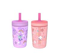 Zak Designs Gabby's Dollhouse Kelso Toddler Cups for Travel or at Home, 15oz 2-Pack Durable Plastic Sippy Cups with Leak-Proof Design is Perfect for Kids (Cakey Cat, Mercat)