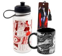 Zak Designs Junji Ito Drinkware for Adults - Horror Collectors Bundle with 16 Oz Coffee Mug and 28 Oz Sports Water Bottle Plus Bookmark | Junji Ito Merchandise