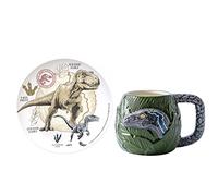 Zak Designs Jurassic World Dominion Movie Ceramic Mug and Plate for Coffee, Tea, Breakfast or Dessert 3D Characters Collectible Keepsake (2-Piece, NO BPA)