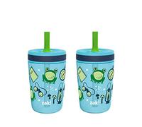 Zak Designs Kelso 15 oz Tumbler 2pc Set, (Campout) Leak-Proof Screw-On Lid with Straw Made of Durable Plastic and Silicone, Perfect Cup Bundle for Kids