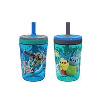 Zak Designs Kelso 15 oz Tumbler Set (Toy Story 4 - Woody & Buzz 2 Piece Set) Leakproof Screw-on Lid with Straw Made of Durable Plastic and Silicone, Perfect Pack for