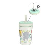 Zak Designs Kelso Toddler Cups for Travel or at Home, 12oz Vacuum Insulated Stainless Steel Sippy Cup with Leak-Proof Design is Perfect for Kids (Safari)