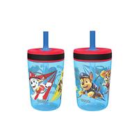 Zak Designs Kelso Tumbler 15 oz Set (Paw Patrol - Chase & Marshall 2pc Set) Toddlers Cups Leak-Proof Screw-On Lid with Straw Made of Durable Plastic and Silicone, Perfect Cup for Kids