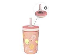 Zak Designs Kelso Tumbler Toddler Cup for Travel or at Home, 12oz Vacuum Insulated Stainless Steel Sippy Cup with Leak-Proof Design is Perfect for Kids (Happy Fruit)