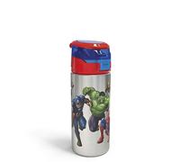 Zak Designs Marvel Comics Durable Stainless Steel Water Bottle with Push-Button Flip Lid Leak-Proof Design is Perfect for Outdoor Sports (18.5oz, BPA Free), 18.5 oz, Avengers