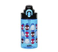 Zak Designs Sage Marvel Spider-Man Water Bottle For School or Travel, 16oz Durable Plastic Water Bottle With Straw, Handle, and Leak-Proof, Pop-Up Spout Cover (Spidey and His Amazing Friends)