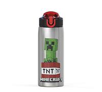 Zak Designs - MICI-V151 27oz Minecraft 18/8 Stainless Steel Water Bottle with Flip-up Straw Spout and Locking Spout Cover, Durable Cup for Sports or Travel (27oz, Minecraft Creeper)