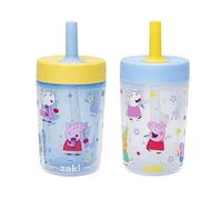 Zak Designs Peppa Pig Capri Toddler Tumblers for Travel or at Home, 9oz 2-Pack Double Wall Plastic Sippy Cups with Leak-Proof Design is Perfect for Kids (Peppa and Friends)