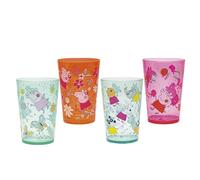 Zak Designs Peppa Pig Nesting Tumbler Set for at Home, 14.5oz Non-BPA Plastic Cups, 4-Pack (Peppa Pig and Friends), PEPS-R020