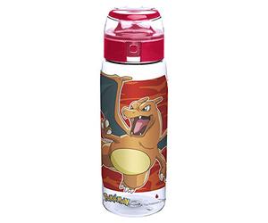 Zak! Designs Pokemon Reusable Tritan Plastic Water Bottle with Flip Top Cap, Featuring Charmander, Charmeleon, and Charizard BPA-Free and Break Resistant, 25 oz.