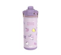 Zak Designs Sanrio Kid Water Bottle for Travel or At Home, 20oz Stainless Steel is Leak-Proof and Vacuum Insulated with Spout, Locking Cover, Carry Handle, Protective Base (Hello Kitty)