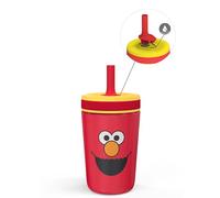 Zak Designs Sesame Street Kelso Toddler Cups for Travel or at Home, 12oz Vacuum Insulated Stainless Steel Sippy Cup with Leak-Proof Design is Perfect for Kids (Elmo)