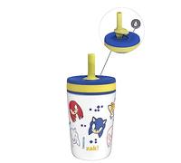 Zak Designs Sonic The Hedgehog Kelso Toddler Cups for Travel or at Home, 12oz Vacuum Insulated Stainless Steel Sippy Cup with Leak-Proof Design is Perfect for Kids (Sonic, Tails, Knuckles)