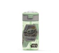 Zak Designs Star Wars The Mandalorian Durable Plastic Water Bottle with Interchangeable Lid and Built-in Carry Handle, Non...