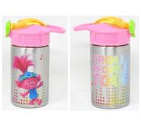 Zak Designs Trolls 2 -Stainless Steel Water Bottle with One Hand Operation Action Lid and Built-in Carrying Loop, Kids Water Bottle with Straw Spout is Perfect for Kids (15.5 oz, 18/8, BPA-Free)