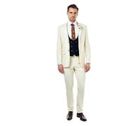 ZAK - Mens Tailored Fit 3 Piece Wedding Suit Classic Formal Grooms Wear Mix & Match [SUIT-SIN-WC-3P-ZAK-CREAM-36]