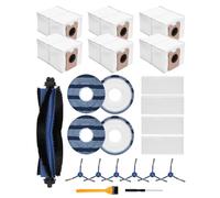 ZaKaBox 23 Pack Accessories for Eufy C10 C20 Omni Robot Vacuum, Replacement Kit, 6 Dust Bags, 4 Mop Wipes, 4 Filters, 1 Main Brushes, 6 Side Brushes, 1 Screwdrivers, 1 Brush