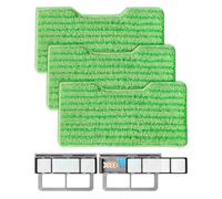 ZaKaBox 3 Pads VACMOP Refill + 1 Upgraded Dirt Chamber + 2 Filters for Shark VacMop 2-in-1 Cordless Hard Floor Vacuum Spray Mop, Reusable Replacement Pads for Shark Vac Mop Lavender, Lime Green