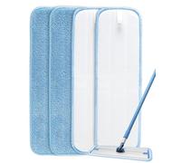 Zakabox 4 PCS Floor Wipes for E-Cloth Deep Clean Mop, Mop Heads Replacement 45.7×14.2cm Blue Cloths, Washable Microfibre Mop Pads for Hard Floors with Laundry Wash Bag