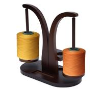 ZaKaBox Double Yarn Holder for Crochet Accessories, Wool Yarn Ball Winder for Crochet Storage, Sewing Knitting Accessories Organizer, Brown