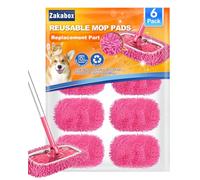ZaKaBox Reusable Microfibre Pads for Flash Speed Mop Refill Wipes, Wet & Dry Refills Compatible with Flash Speed Mop, Washable Up to 100x, 6-Pack with Laundry Bag (Pink)