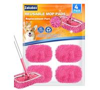ZaKaBox Reusable Mop Pads Compatible with Flash Speedmop, Pink Microfiber Pads Replacement for Flash Speed Mop Refill Wipes, Machine Washable Up to 100x, 4 Pack with Laundry Bag