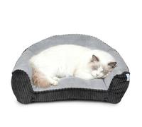 ZAKAPAWS Cat Couch for Puppy, Kitten, and Small Pets - Soft Faux Rabbit Fur Pet Sofa with Washable Removable Cover, Non-Slip Fuzzy Plush Cushion, 24"x18"x10"