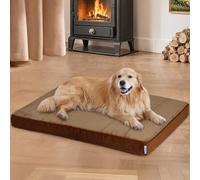 ZAKAPAWS Dog Bed for Large Dogs - Orthopedic Pet Beds with Memory Foam, Waterproof, Removable, Washable Cover with Non-Slip Backing, Khaki, 41" L x 27" W x 3" H