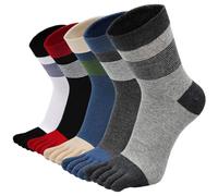 ZAKASA Men’s Toe Socks Cotton Five Finger Crew Socks Athletic Running Socks 5 Pairs, Mixed-1, 13-15 UK