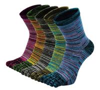 ZAKASA Men’s Toe Socks Cotton Five Finger Crew Socks Athletic Running Socks 5 Pairs, Mixed-4, 9-12