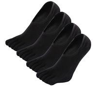 ZAKASA Toes Socks Mens Invisible: No Show Five Finger Socks Low Cut trainer Invisible Ankle Socks Breathable for Spring Summer UK 6-9 Black 4 Pairs
