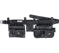 ZAKCO PRO-20. 100% Real Full Grain Thick Leather Tool Belt, Framer’s, Carpenter’s, Roofer’s, Drywaller’s Tool Rig, Black, XL