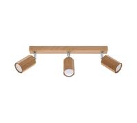 SOLLUX lighting Ceiling Light Oak Oak Colour Octagonal Design Minimalist Modern for Bedroom Living Room Scandinavian Style GU10 A++-E 45/5/20 cm 3X Zeke 3 Bulbs