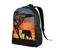 ZaKhs African Elephant Print Backpack 16 inch Waterproof Lightweight Work Bag Casual Daypack For Women Men