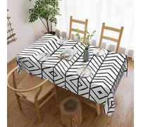 ZaKhs Black And White Boho Print Tablecloth Water Resistant Wipe Clean Rectangular Tablecloth 137 x 183 cm (54 x 72 inches) For Dining Table