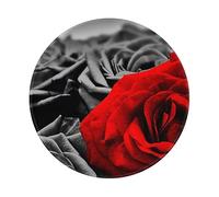 ZaKhs Black White and Red Roses Print Mouse Pad Non-Slip Round Mouse Mat Large Mousepad For Work Desk Accessories 20 x 20 cm