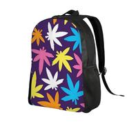 ZaKhs Bright Colorful Weed Pattern Print Backpack 16 inch Waterproof Lightweight Work Bag Casual Daypack For Women Men