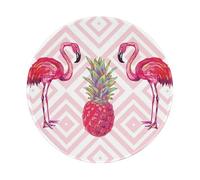 ZaKhs Chic Pink Flamingo Pineapple Print Mouse Pad Non-Slip Round Mouse Mat Large Mousepad For Work Desk Accessories 20 x 20 cm