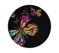 ZaKhs colorful butterfly Print Mouse Pad Non-Slip Round Mouse Mat Large Mousepad For Work Desk Accessories 20 x 20 cm