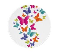 ZaKhs Colorful Butterfly Print Mouse Pad Non-Slip Round Mouse Mat Large Mousepad For Work Desk Accessories 20 x 20 cm