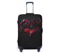 ZaKhs Cool Red And Black Heart Print Luggage Covers For Men And Women Elastic Suitcase Covers Trolley Case Protective Cover