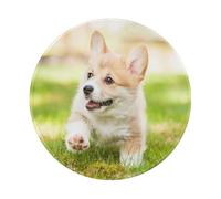 ZaKhs Corgi Puppy Print Mouse Pad Non-Slip Round Mouse Mat Large Mousepad For Work Desk Accessories 20 x 20 cm
