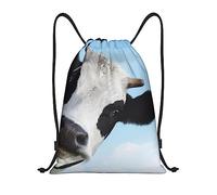 ZaKhs Cow Patterns Print Drawstring Bags Waterproof Drawstring Backpack Gym Bag Fashion Beach Bag For Men Women S