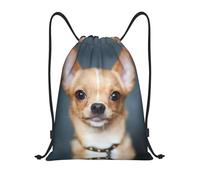 ZaKhs cute chihuahua Print Drawstring Bags Waterproof Drawstring Backpack Gym Bag Fashion Beach Bag For Men Women M