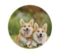 ZaKhs Cute Corgi Print Mouse Pad Non-Slip Round Mouse Mat Large Mousepad For Work Desk Accessories 20 x 20 cm