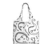 ZaKhs Cute Dinosaur Print Tote Bags Large Beach Bag Canvas Shoulder Bag Reusable Shopping Bags For Men Women