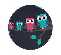 ZaKhs Cute Owls Print Mouse Pad Non-Slip Round Mouse Mat Large Mousepad For Work Desk Accessories 20 x 20 cm