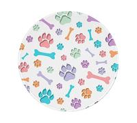ZaKhs Dog Bones Paw Print Mouse Pad Non-Slip Round Mouse Mat Large Mousepad For Work Desk Accessories 20 x 20 cm